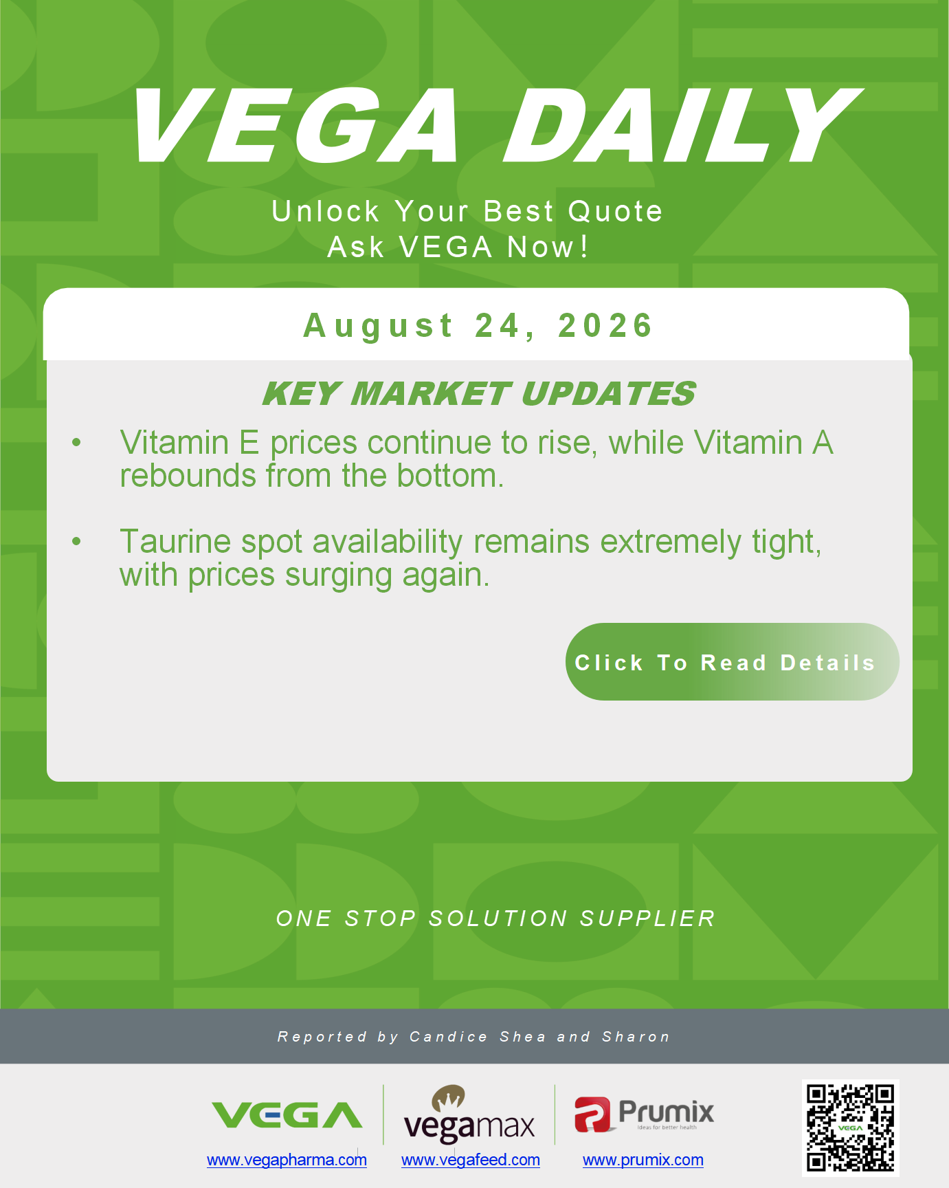 VEGA Daily 20260824 VE VA Taurine market tight price surge.png